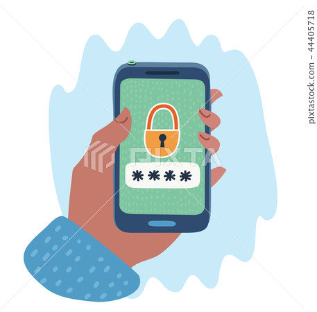 Hands with smartphone locked. Hands with smartphone locked. 44405718