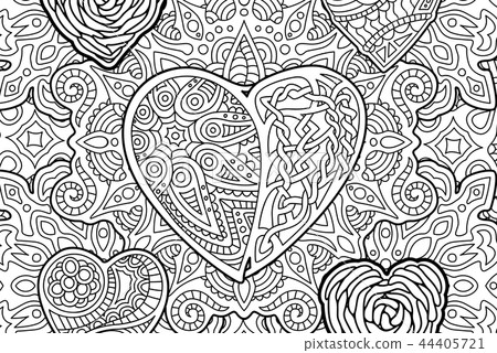 coloring book page with the heart shape coloring book page with the heart shape 44405721