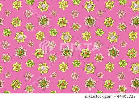 Seamless pattern with green and yellow flowers Seamless pattern with green and yellow flowers 44405722