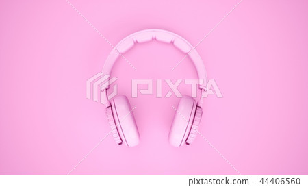 3D Rendering Pink headphones isolated on pink 3D Rendering Pink headphones isolated on pink 44406560