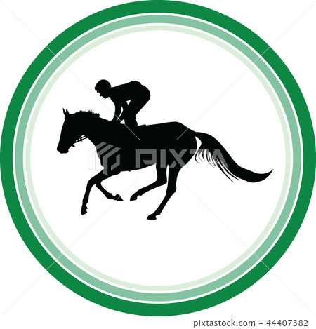 jockey riding a horse 44407382