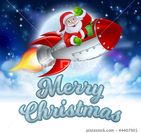 Merry Christmas Santa Claus Rocket Cartoon Merry Christmas Santa Claus Rocket Cartoon 44407901