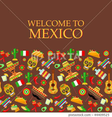 pattern with traditional Mexican attributes pattern with traditional Mexican attributes 44409525