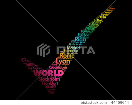 WORLD check mark word cloud concept 44409644