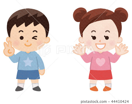 Boy and girl spring clothes 44410424