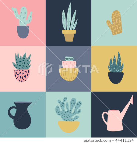 Seamless pattern with garden tools and flower pots. Seamless pattern with garden tools and flower pots. 44411154