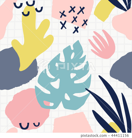 Trendy vector seamless pattern with abstract forms. 44411156