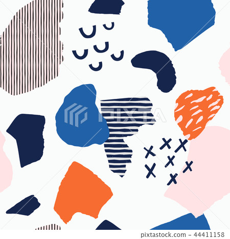 Trendy vector seamless pattern with abstract forms. Trendy vector seamless pattern with abstract forms. 44411158