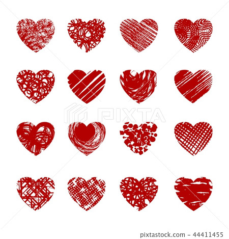 Red sketch hearts Red sketch hearts 44411455