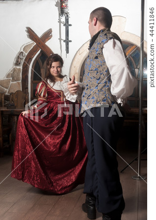 Attractive couple in retro dresses dance Attractive couple in retro dresses dance 44411846