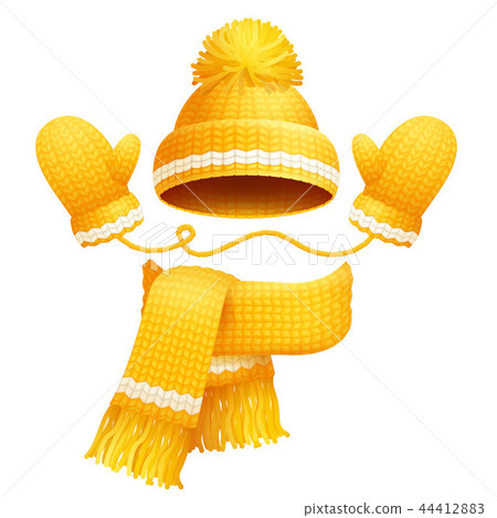 Cute Hat Scarf and Gloves Vector Illustration 44412883