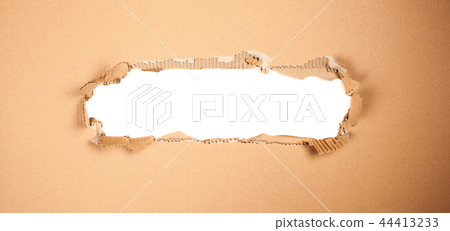 Cardboard with a hole - white background 44413233