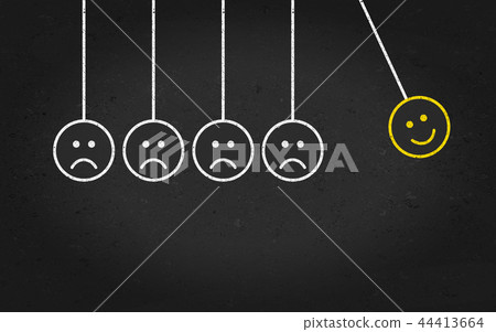 Emoticon or emoji happy and sad chalk face drawing 44413664