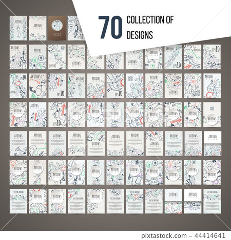 Set of 70 vector designs of hand-drawn arrow. 44414641