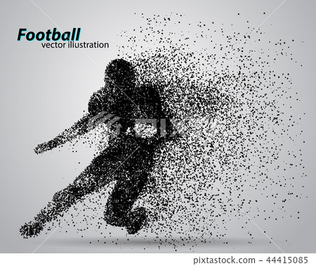 silhouette of a football player from particle. Rugby. American footballer 44415085