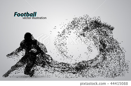 silhouette of a football player from particle. Rugby. American footballer 44415088