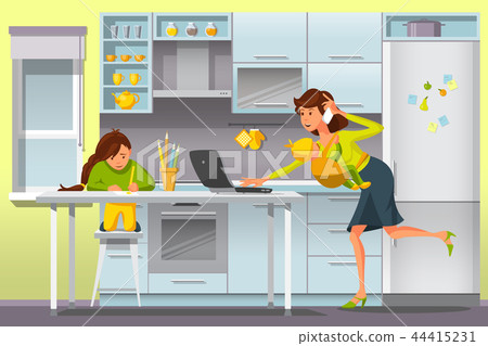 Working Mother. Vector Illustration. 44415231