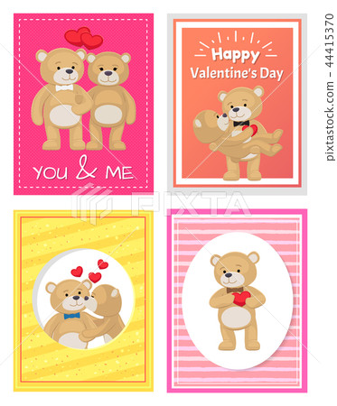 I Love You and Me Teddy Bears Vector 44415370