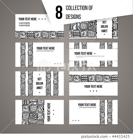 Set of Business Cards with Patterns Set of Business Cards with Patterns 44415425