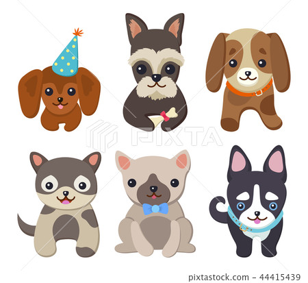 Adorable Padigree Fluffy Puppies Illustrations Adorable Padigree Fluffy Puppies Illustrations 44415439