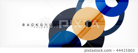 Colorful rings on grey background, modern geometric pattern design. Vector business or technology 44415803