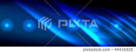 Liquid neon flowing waves, glowing light lines background 44416928