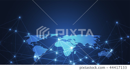 Global network connection. World map point Global network connection. World map point 44417133