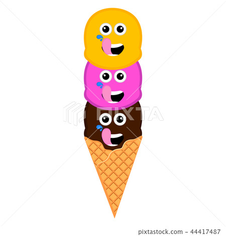 Happy ice cream emoticon Happy ice cream emoticon 44417487