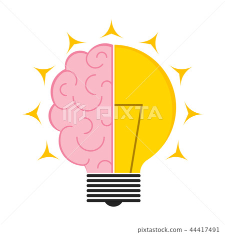 Conceptual lightbulb icon with a brain Conceptual lightbulb icon with a brain 44417491