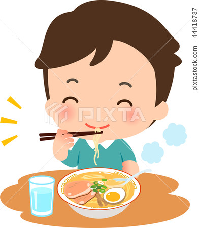 Smiling men eating ramen 44418787