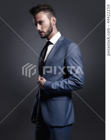 Handsome stylish man in blue suit 44422259