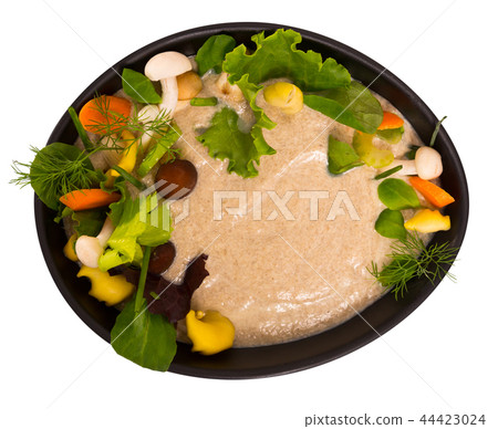 Top view of mushrooms cream soup Top view of mushrooms cream soup 44423024