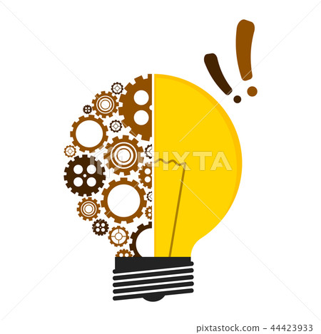 Conceptual lightbulb icon with gear pieces Conceptual lightbulb icon with gear pieces 44423933
