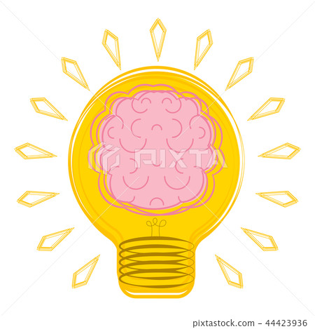 Conceptual lightbulb icon with a brain 44423936
