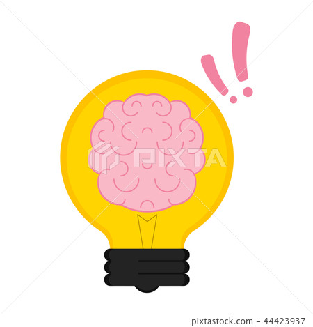 Conceptual lightbulb icon with a brain Conceptual lightbulb icon with a brain 44423937