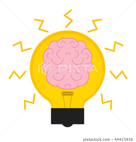 Conceptual lightbulb icon with a brain Conceptual lightbulb icon with a brain 44423938