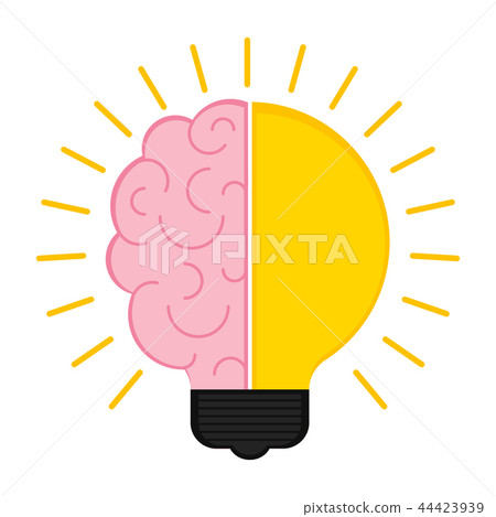 Conceptual lightbulb icon with a brain Conceptual lightbulb icon with a brain 44423939