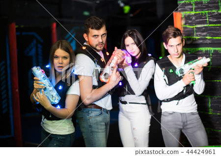 Young people in laser tag labyrinth 44424961