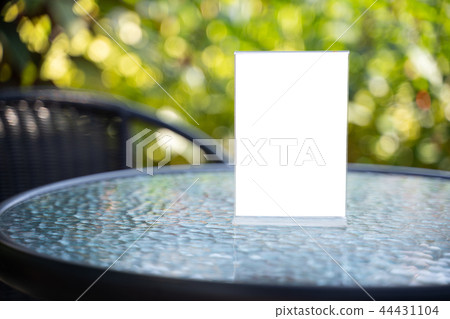 Stand Mock up Menu frame tent card blurred 44431104