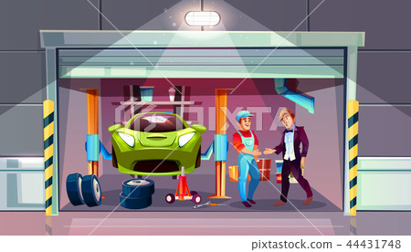 Car garage mechanic and client vector interior Car garage mechanic and client vector interior 44431748