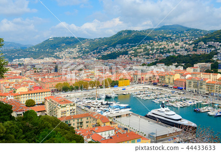 Scenic view from above of port area, Nice, France 44433633