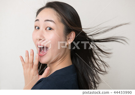 Surprised young Japanese woman facial expression shock shock Surprised young Japanese woman facial expression shock shock 44433990