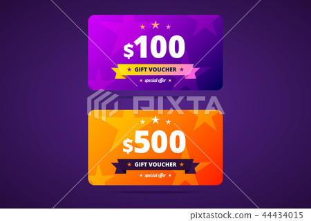 Gift voucher template in two color variants.  44434015