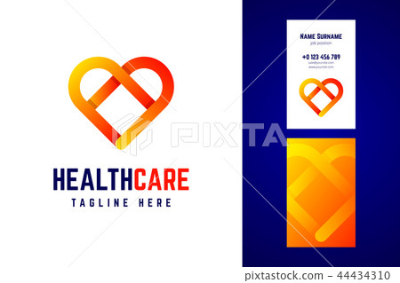 Health care logo and business card template.  44434310