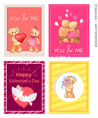 I Love You and Me Teddy Bears Vector 44434612