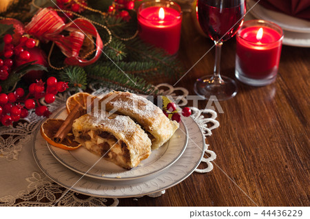 Traditional puff pastry strudel with apple Traditional puff pastry strudel with apple 44436229