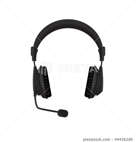 Black headphones with microphone 44436286