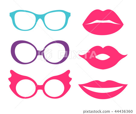 Glasses and Lips Collection Vector Illustration Glasses and Lips Collection Vector Illustration 44436360