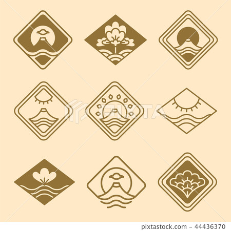 Japanese Icons Floral Set Vector Illustration 44436370