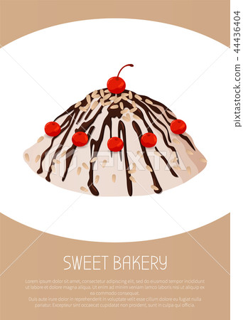 Tasty Cake with Dark Chocolate and Cherries on Top Tasty Cake with Dark Chocolate and Cherries on Top 44436404